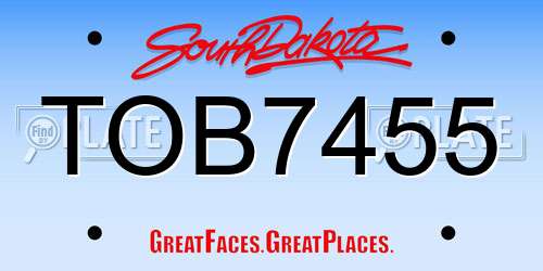 TOB7455 South Dakota License Plate