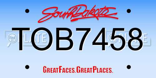 TOB7458 South Dakota License Plate