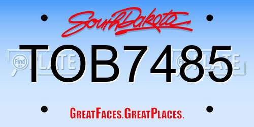 TOB7485 South Dakota License Plate