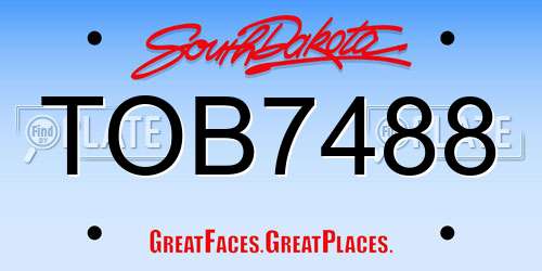 TOB7488 South Dakota License Plate