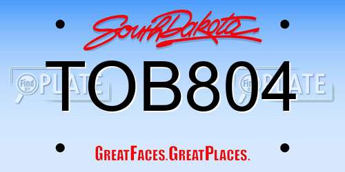 TOB804 South Dakota License Plate