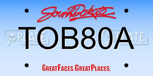 TOB80A South Dakota License Plate