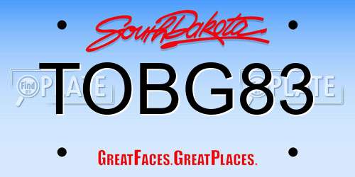 TOBG83 South Dakota License Plate