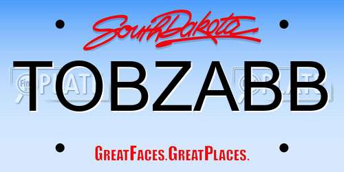 TOBZABB South Dakota License Plate