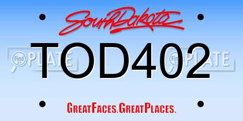 TOD402 South Dakota License Plate