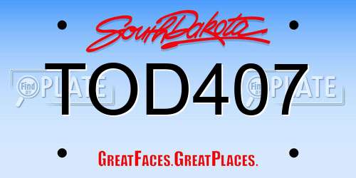 TOD407 South Dakota License Plate