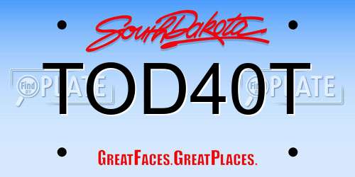 TOD40T South Dakota License Plate