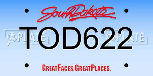 TOD622 South Dakota License Plate