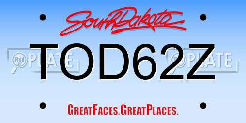 TOD62Z South Dakota License Plate
