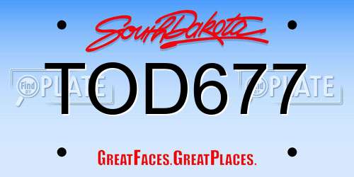 TOD677 South Dakota License Plate