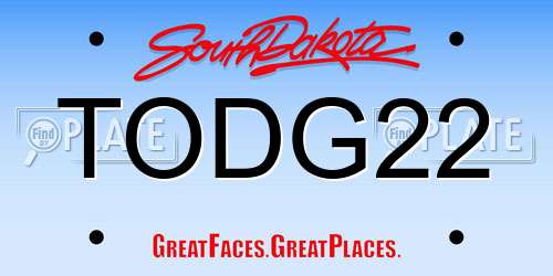 TODG22 South Dakota License Plate