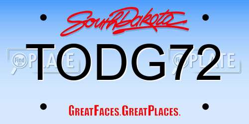 TODG72 South Dakota License Plate