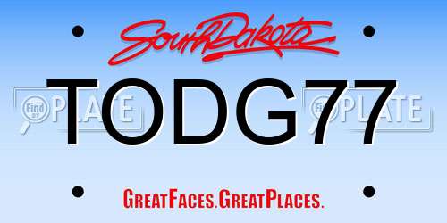 TODG77 South Dakota License Plate