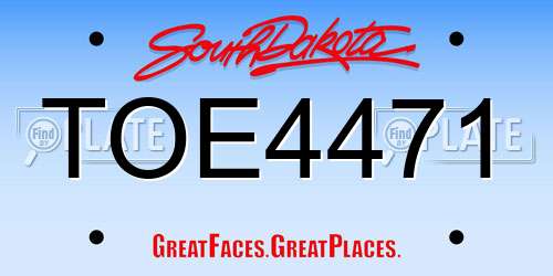 TOE4471 South Dakota License Plate