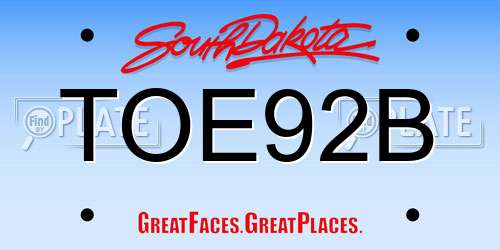 TOE92B South Dakota License Plate