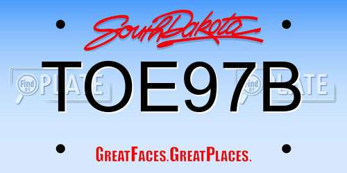 TOE97B South Dakota License Plate