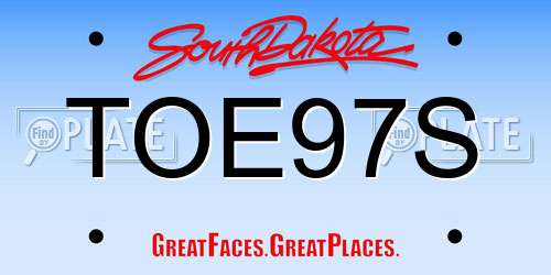 TOE97S South Dakota License Plate