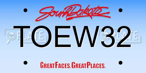 TOEW32 South Dakota License Plate