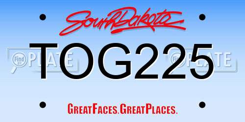 TOG225 South Dakota License Plate