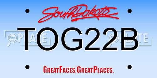 TOG22B South Dakota License Plate