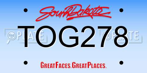 TOG278 South Dakota License Plate