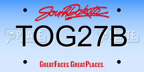 TOG27B South Dakota License Plate