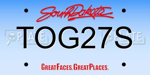 TOG27S South Dakota License Plate
