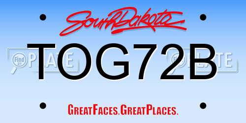 TOG72B South Dakota License Plate