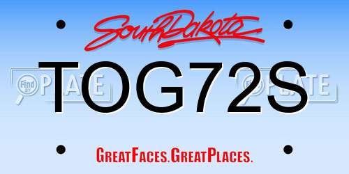 TOG72S South Dakota License Plate