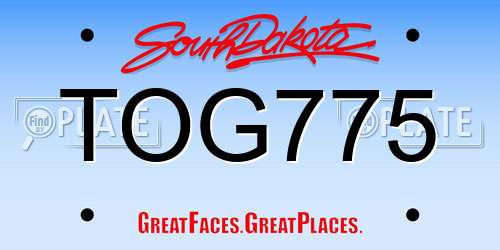 TOG775 South Dakota License Plate