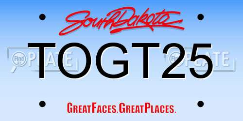 TOGT25 South Dakota License Plate