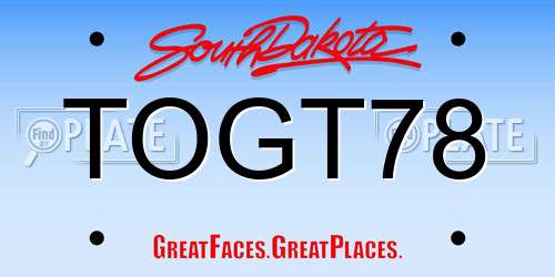 TOGT78 South Dakota License Plate
