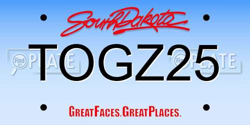 TOGZ25 South Dakota License Plate