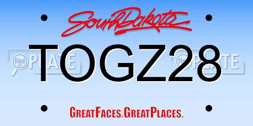 TOGZ28 South Dakota License Plate