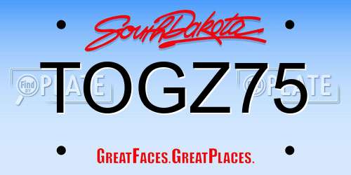 TOGZ75 South Dakota License Plate