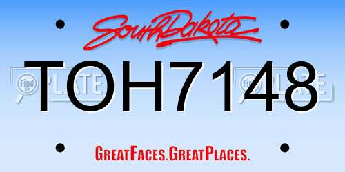 TOH7148 South Dakota License Plate