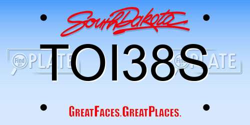 TOI38S South Dakota License Plate