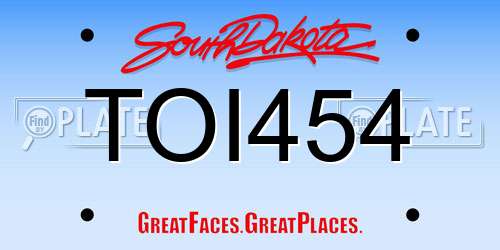 TOI454 South Dakota License Plate