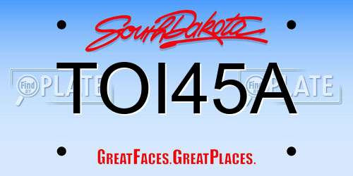 TOI45A South Dakota License Plate
