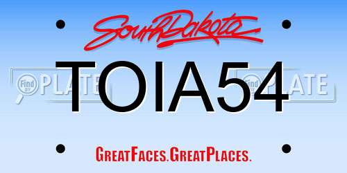 TOIA54 South Dakota License Plate