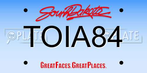 TOIA84 South Dakota License Plate