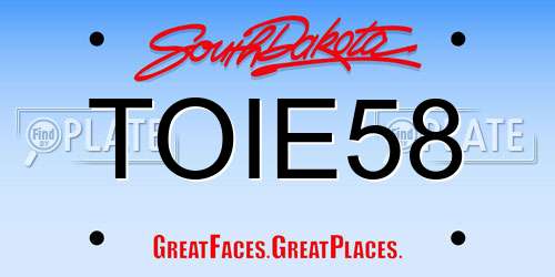 TOIE58 South Dakota License Plate