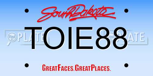 TOIE88 South Dakota License Plate
