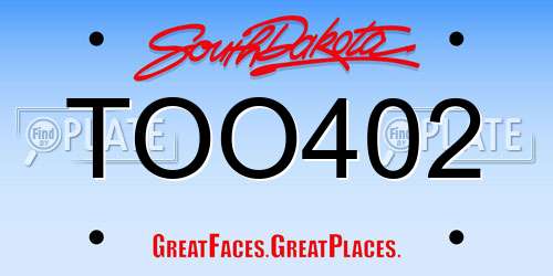 TOO402 South Dakota License Plate