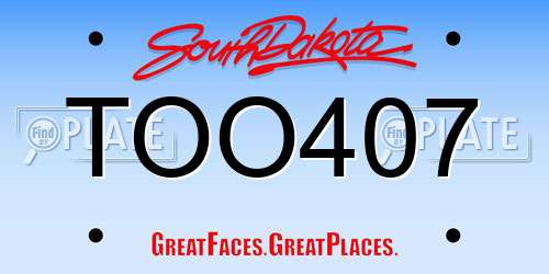 TOO407 South Dakota License Plate