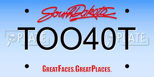 TOO40T South Dakota License Plate
