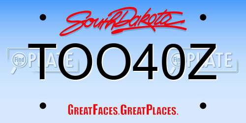 TOO40Z South Dakota License Plate