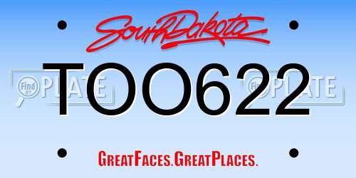 TOO622 South Dakota License Plate