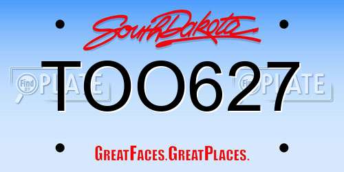 TOO627 South Dakota License Plate