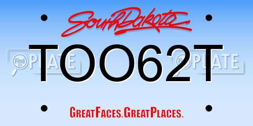 TOO62T South Dakota License Plate